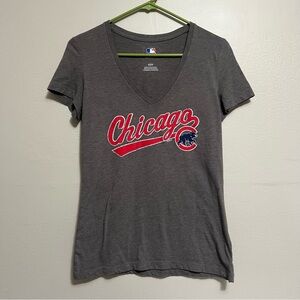 Chicago Cubs Gray V-Neck Women's Top
